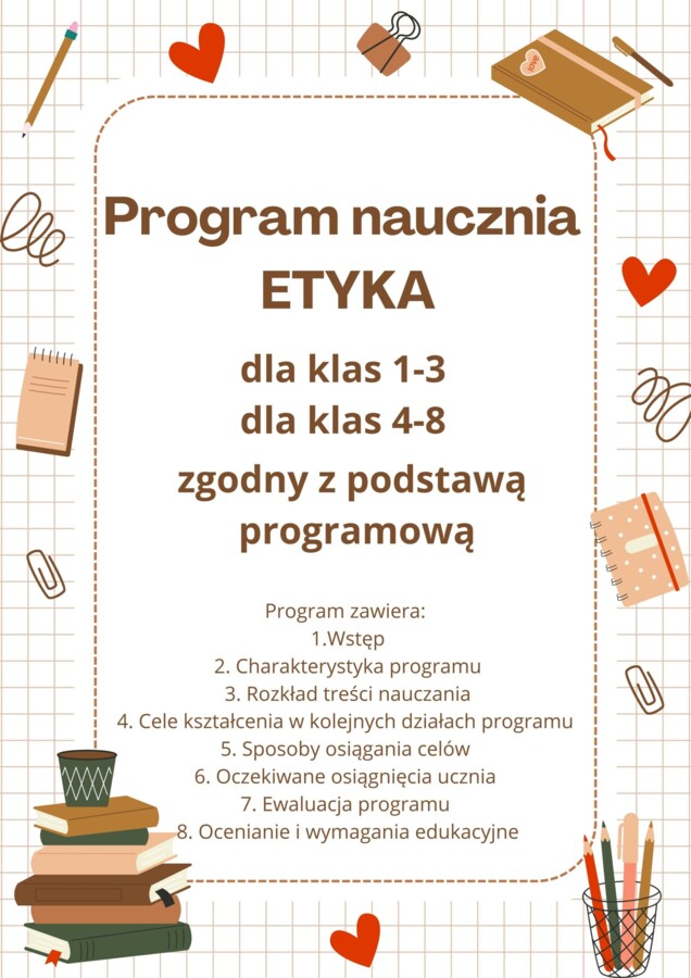 Program nauczania ETYKA klasy 1-3 oraz 4-8, wymagania edukacyjne, rozkład materiału, dokumentacja