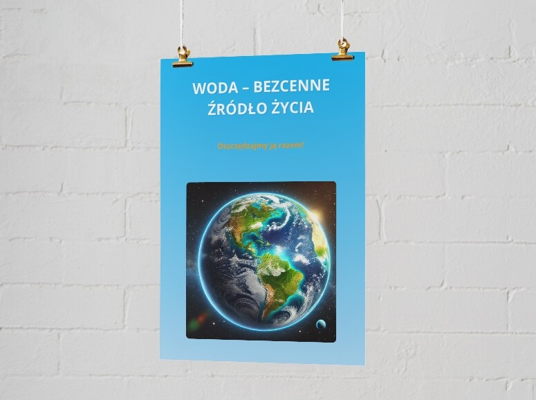 Plakat o wodzie i jej oszczędzaniu
