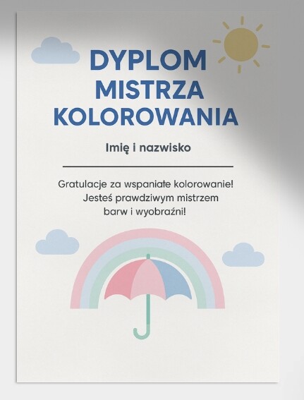 Karty pracy: kolorowanki z deszczem, parasolkami, dziećmi w kaloszach.