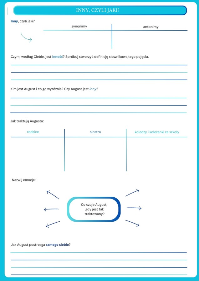 Cudowny chłopak - karty pracy do lekcji o inności, odmienności