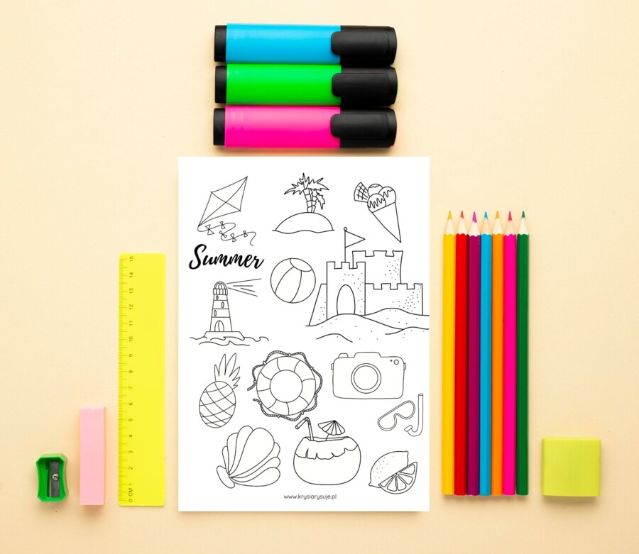 Kolorowanka. Lato. Summer Colouring Pages for Kids