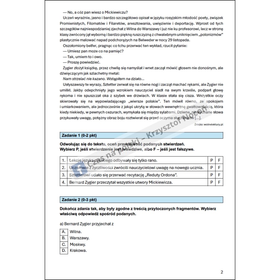 "Syzyfowe prace" – test czytania ze zrozumieniem
