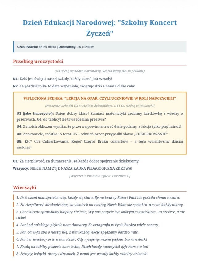 Zestaw scenariuszy dla klas 1-3 oraz przedszkolaków