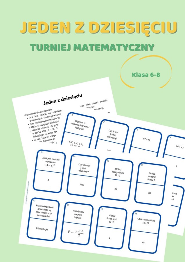 Jeden z dziesięciu, 1 z 10, konkurs matematyczny