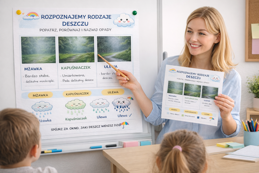 Karta pracy: Rozpoznaj rodzaje deszczu