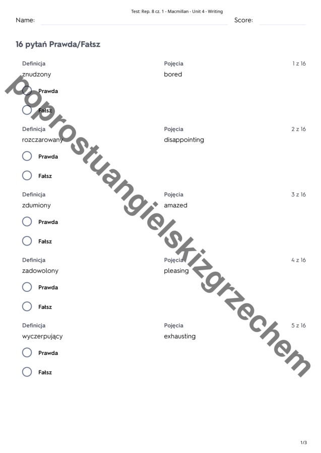 Repetytorium Ósmoklasisty cz. 1 (Macmillan) – Unit 4 – testy