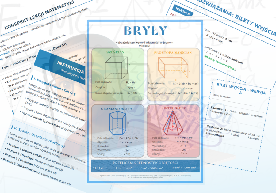 Geometryczne Wyzwanie: Bryły – Gra o Ocenę (Kompletny pakiet na lekcję powtórzeniową)