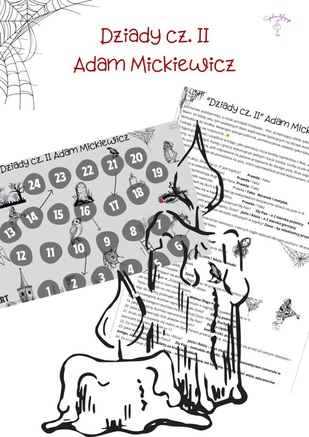 Dziady cz. II - gra planszowa, test z lektury, grywalizacja