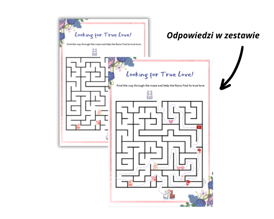 Valentine's Day for Preschoolers - Walentynki dla Przedszkolaka - karta pracy dla przedszkolaków i uczniów zerówki do rozwijania umijętności słownictwa i logicznego myślenia, Walentynki, słownictwo, sudoku, gra I Spy, labirynt, liczenie do 10, wzory, wha