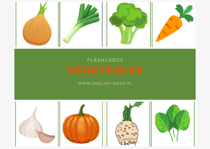 Vegetables (autumn veggies) - flashcards. WARZYWA - karty obrazkowe