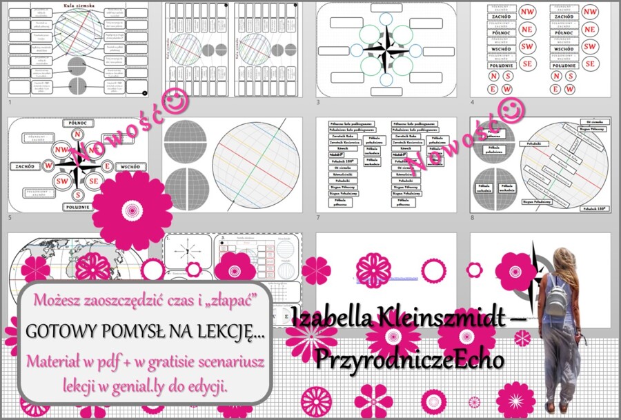 Pomysł na lekcję/karta pracy/stacje zadaniowe/notatki/ materiał do lekcji do tematu „Przez lądy i oceany - równoleżniki i południki” w pdf. W gratisie niekomercyjny scenariusz lekcji/pomysł na lekcję w programie genial.ly do edycji. Geografia 5. Dział „L