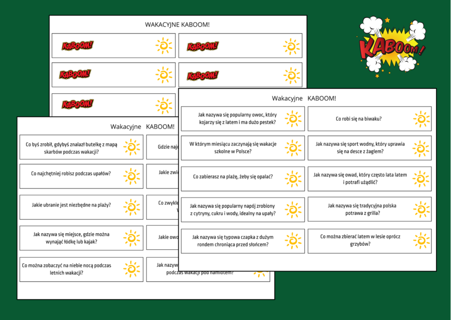 Wakacyjne KABOOM - wakacje - lato - biblioteka - zajęcia z wychowawcą - 90 szt.