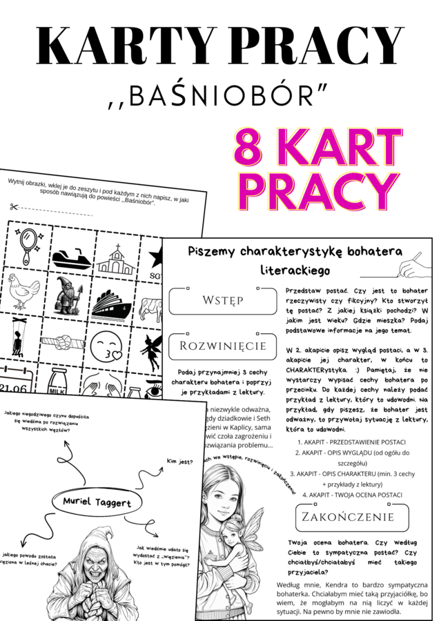 8 kart pracy do lektury uzupełniającej ,,Baśniobór"