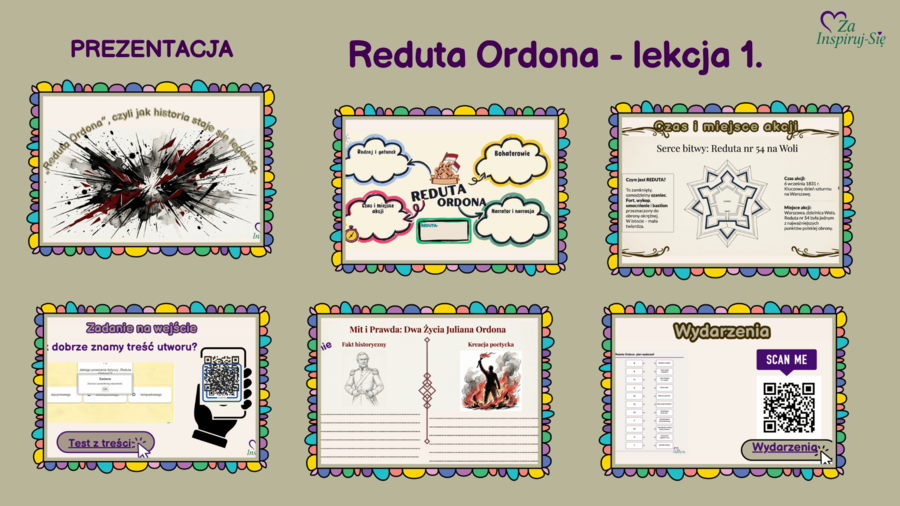Reduta Ordona- scenariusz lekcji + prezentacje +  ocenianie kształtujące + karty pracy + AI