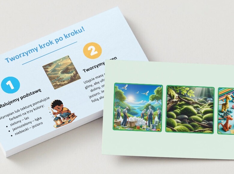 Makieta ekosystemu - lasu, łąki, jeziora