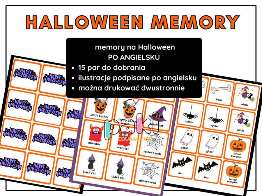 Memory na Halloween po angielsku