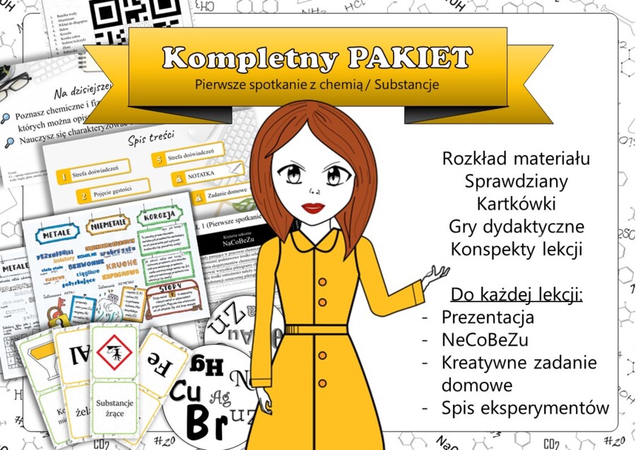 Chemia. Klasa 7. Pierwsze spotkanie z chemią. Substancje. Kompletny PAKIET materiałów do całego działu dla nauczyciela.