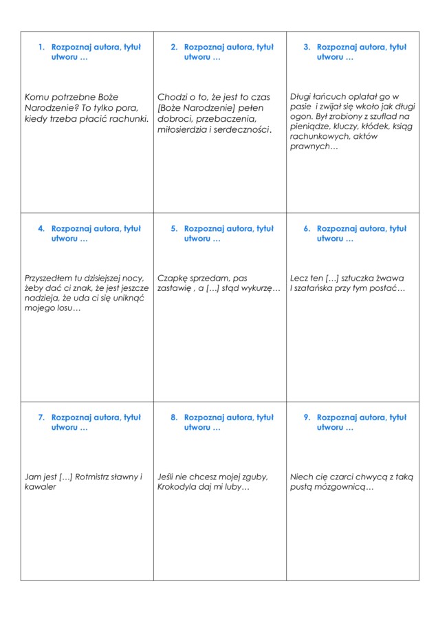 Rozpoznaj autora i tytuł...