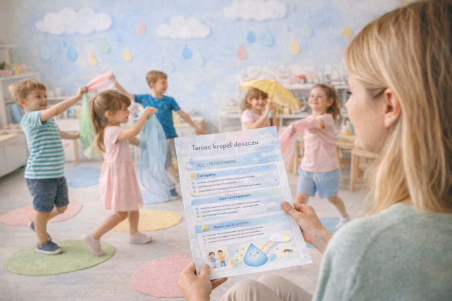 Taniec kropel deszczu – scenariusz zajęć ruchowych