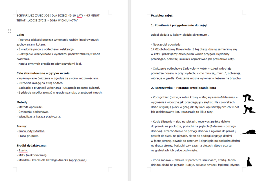 Dzień Kota - scenariusz jogi dla dzieci
