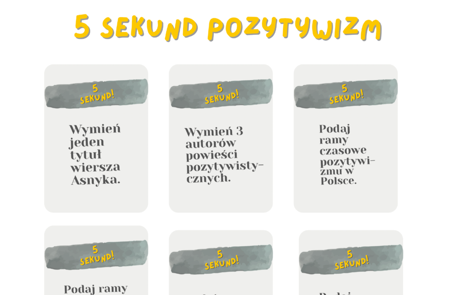 Szybcy i pozytywistyczni, czyli gra "5 sekund - pozytywizm". Zestaw 36 kart.