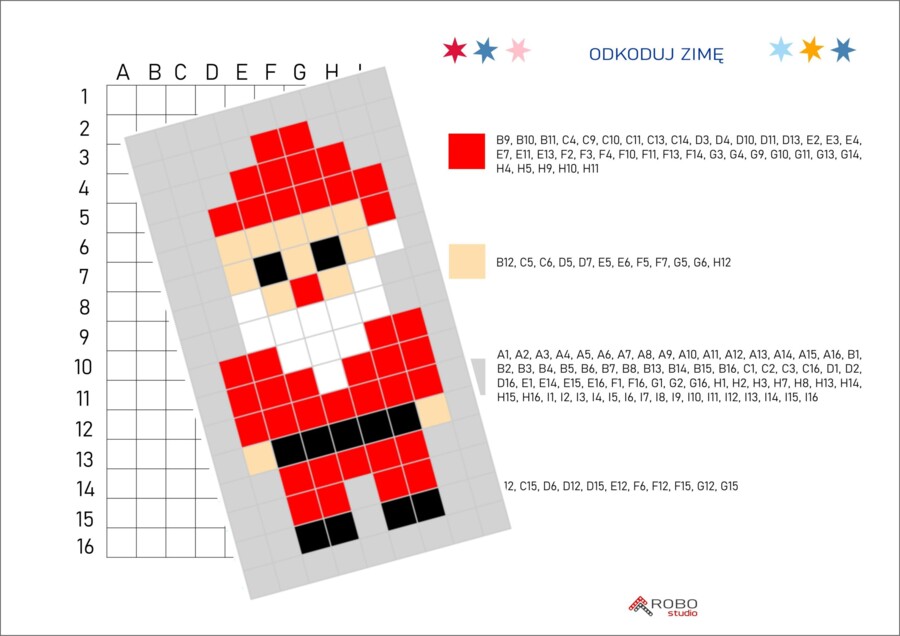 Kodowanka zimowa, świąteczna, Mikołaj, Boże Narodzenie, zima, odkoduj zimę, kodowanie łatwe