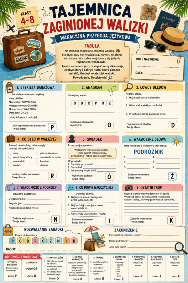 Tajemnica Zaginionej Walizki | wakacyjna przygoda językowa | klasy 4–8