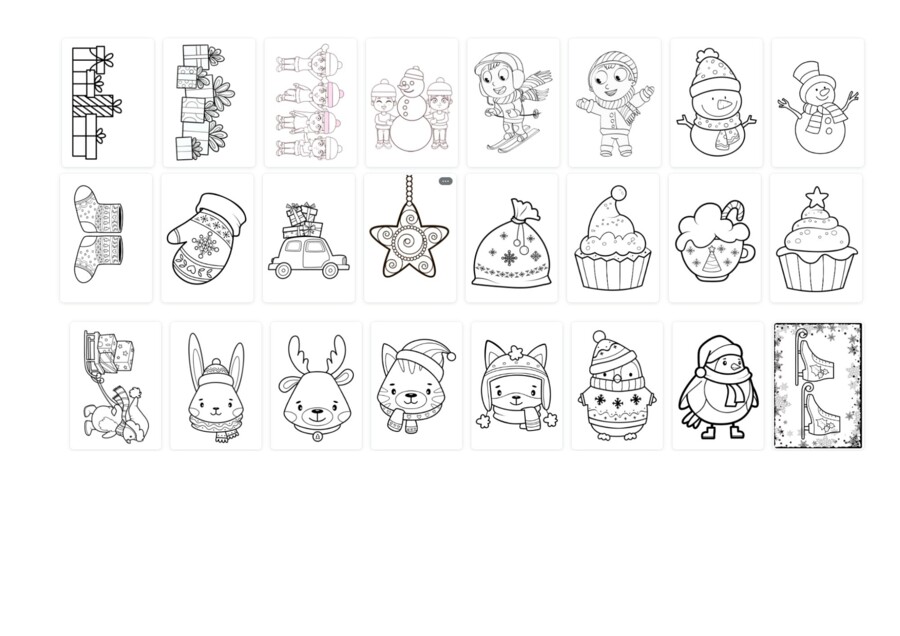 120 świątecznych/zimowych kolorowanek