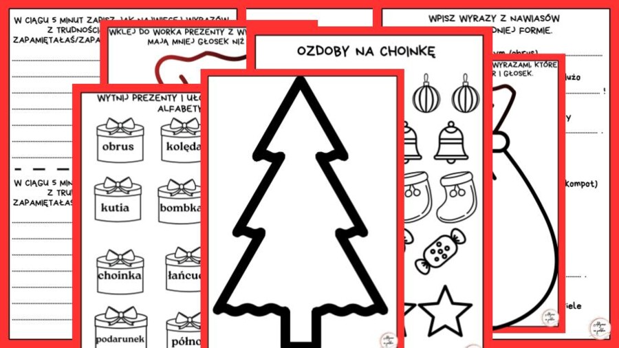 Świąteczna ortografia - karty pracy + prezentacja gratis