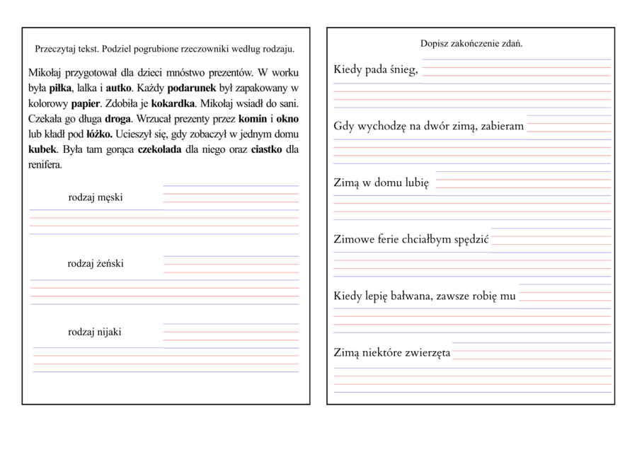 Zimowe karty pracy edukacja polonistyczna (klasa 2) pdf