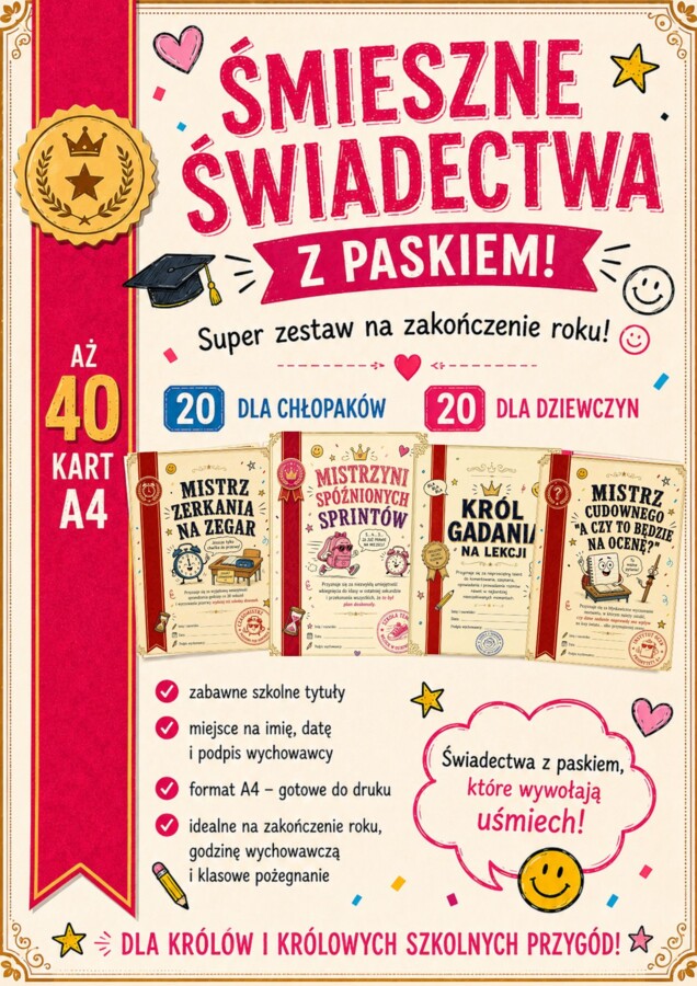 🎓 ŚMIESZNE ŚWIADECTWA Z PASKIEM 🎓