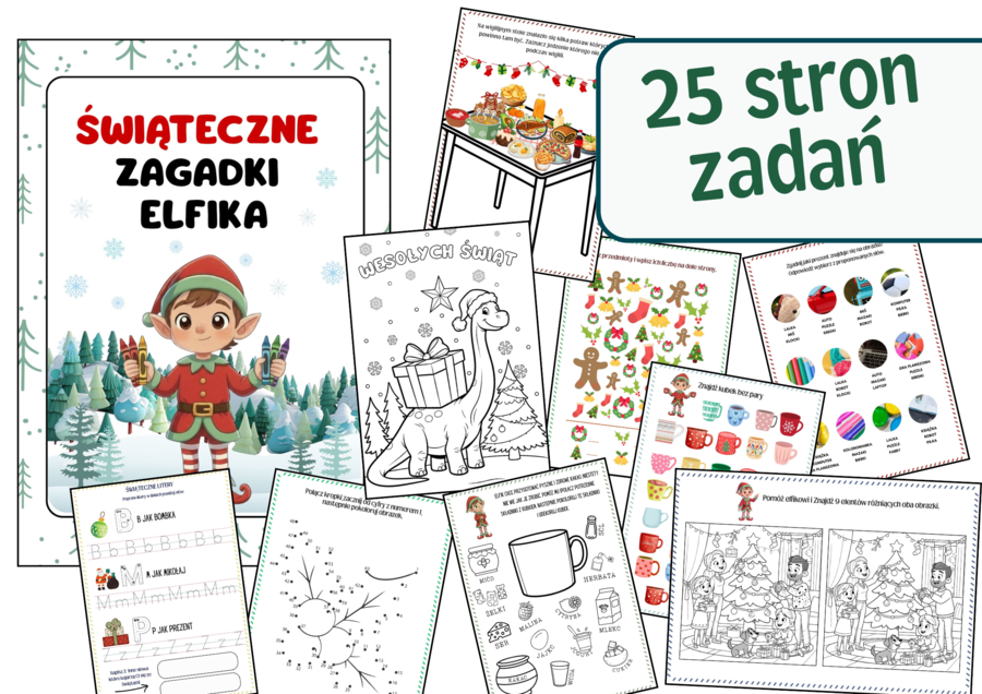 Świąteczne Zagadki Elfika – karty pracy dla uczniów klas 0–3, idealna pomoc dydaktyczna na grudzień! 🎄