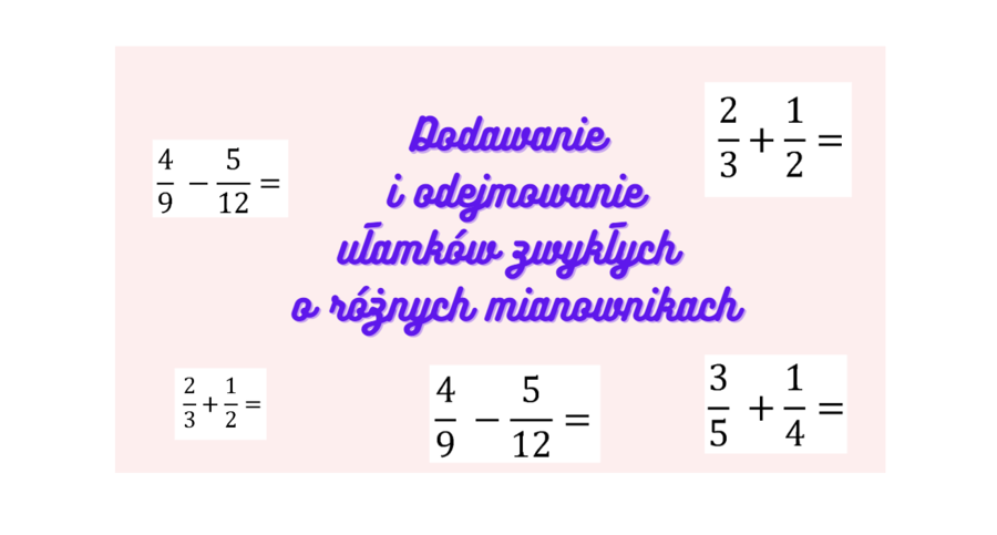 Dodawanie i odejmowanie ułamków zwykłych o różnych mianownikach
