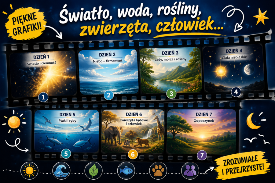 Prezentacja. Stworzenie świata i człowieka. [38 slajdów]