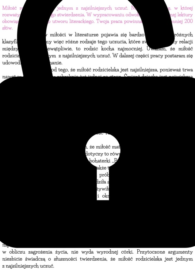 Rozprawka dotycząca miłości rodzicielskiej! Do wydruku i pracy na lekcji. HIT! Trening przed egzaminem!