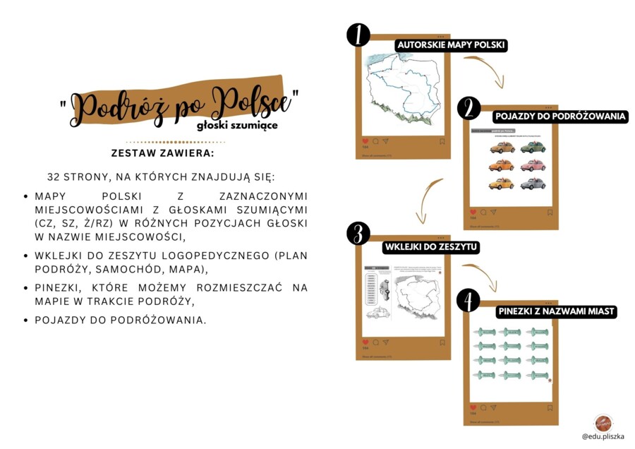 Podróż po Polsce: głoski szumiące - paczka logopedyczna