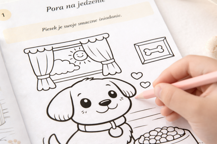 Kolorowanka: dzień z życia psa