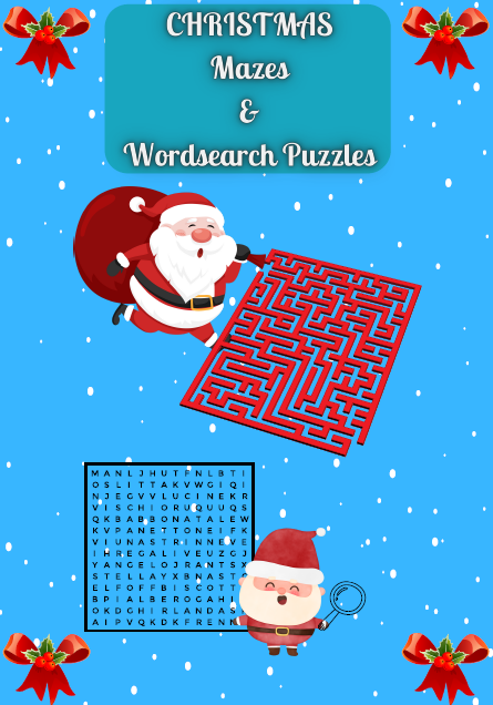 Christmas mazes and wordsearch puzzles
