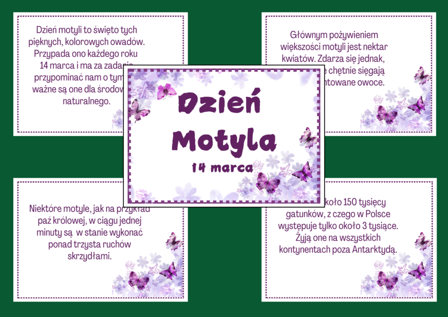 DZIEŃ MOTYLA - Ciekawostki o motylach - WIOSNA – gazetka – biblioteka – świetlica – 23 strony – wersja 2