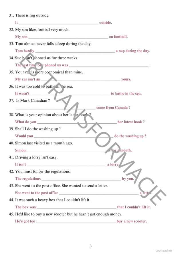 E8 Transformacje zdań