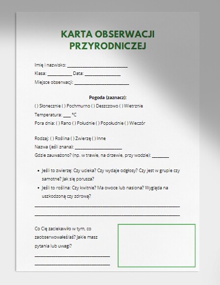 Karty obserwacji przyrodniczych