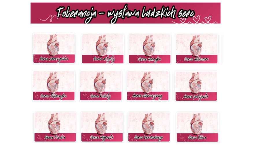 Tolerancja - wystawa ludzkich serc. Gazetka szkolna