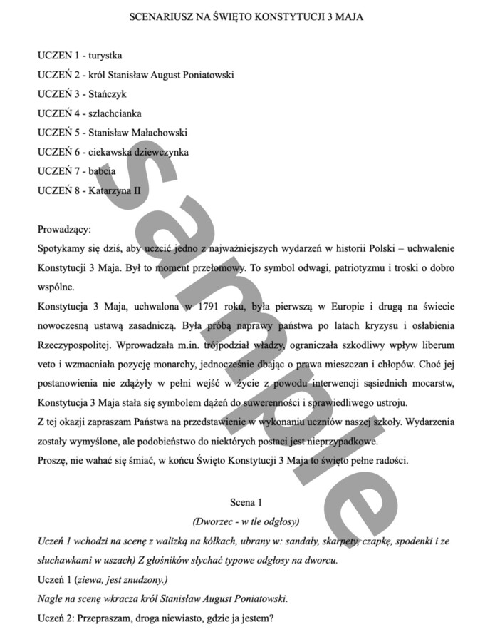 Scenariusz z okazji Święta Konstytucji 3 Maja
