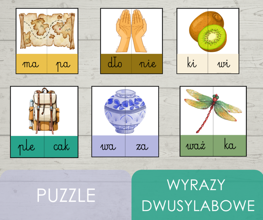 Puzzle - wyrazy dwusylabowe