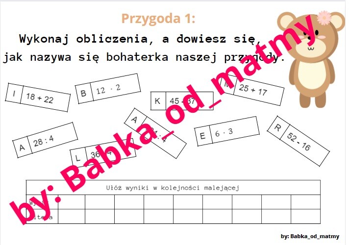 Matmo - Poszukiwacze przygód klasa 4 (działania pamięciowe)