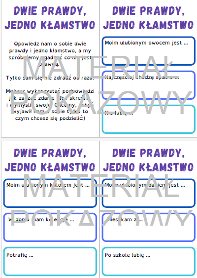 Zabawa integracyjna - dwie prawdy, jedno kłamstwo