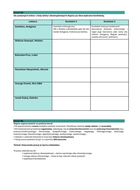 Zadania do matury pisemnej