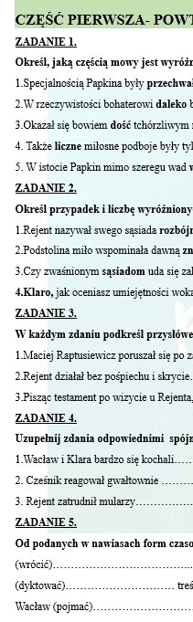 PRZED EGZAMINEM ÓSMOKLASISTY. Z BOHATERAMI ZEMSTY PRZYPOMINAMY WIADOMOŚCI Z ZAKRESU FLEKSJI