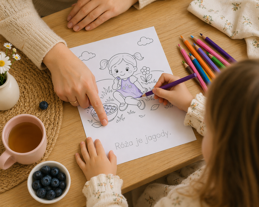 Kolorowanka „Róża je jagody”