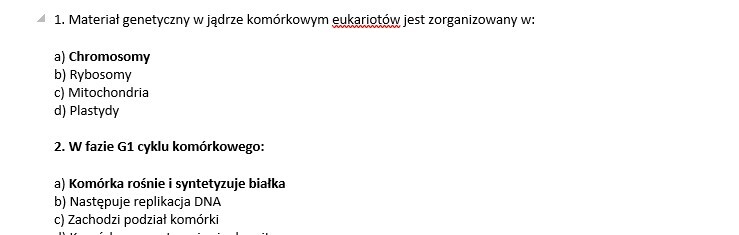 Test- podziały komórkowe